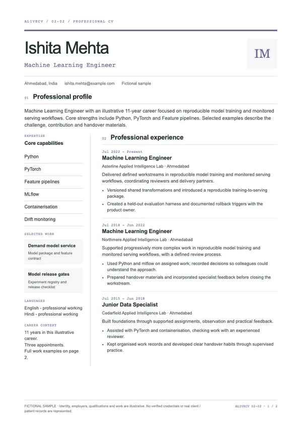 Machine Learning Engineer document first page