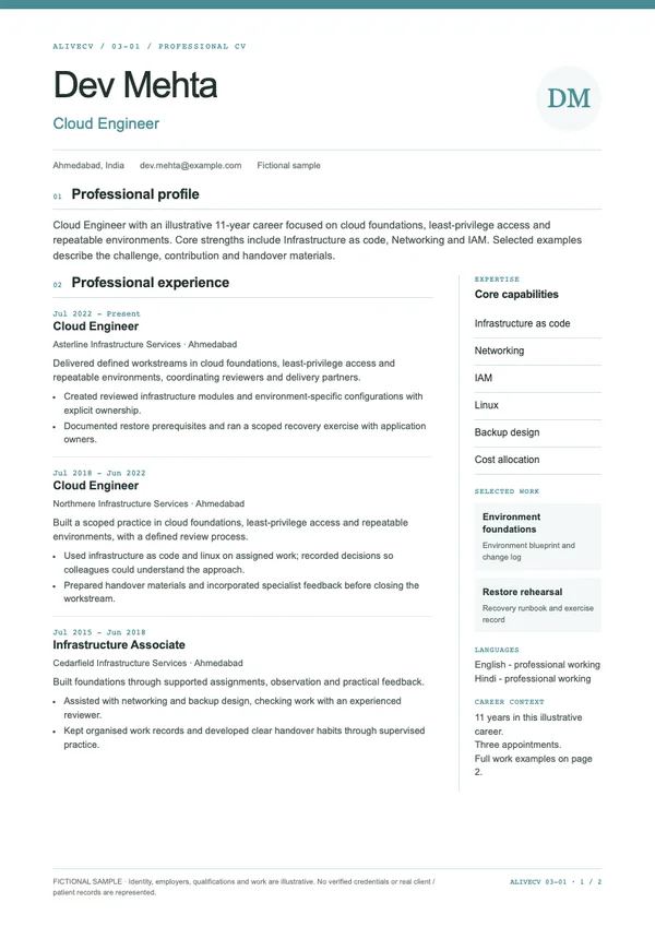 Cloud Engineer document first page