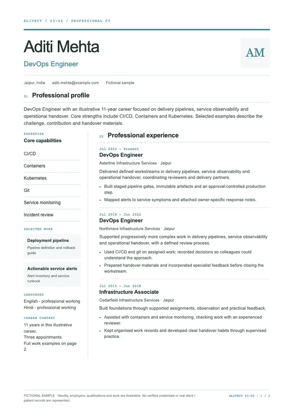 DevOps Engineer document first page