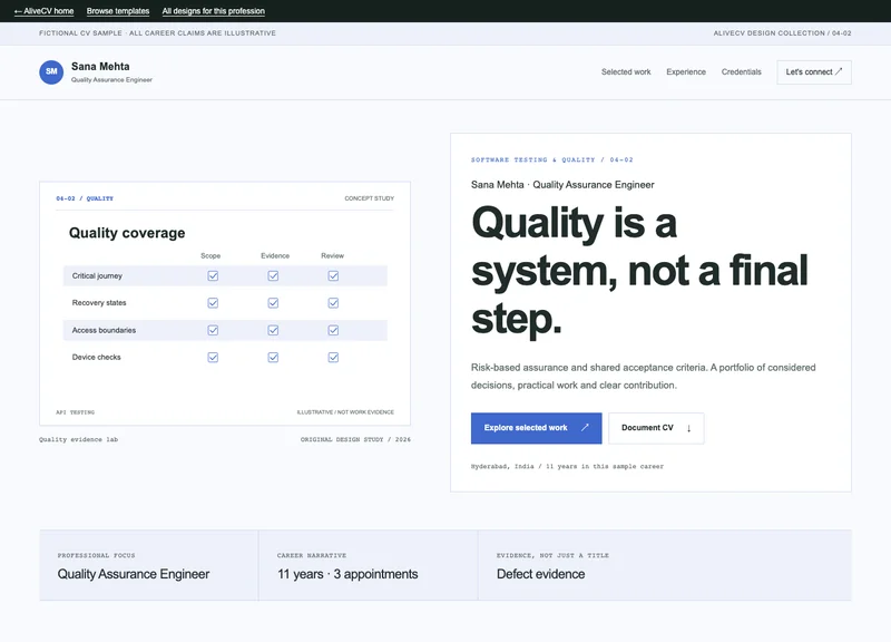 Quality Assurance Engineer web portfolio