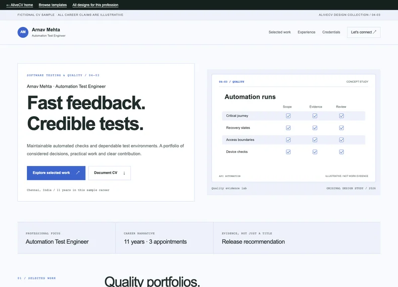 Automation Test Engineer web portfolio