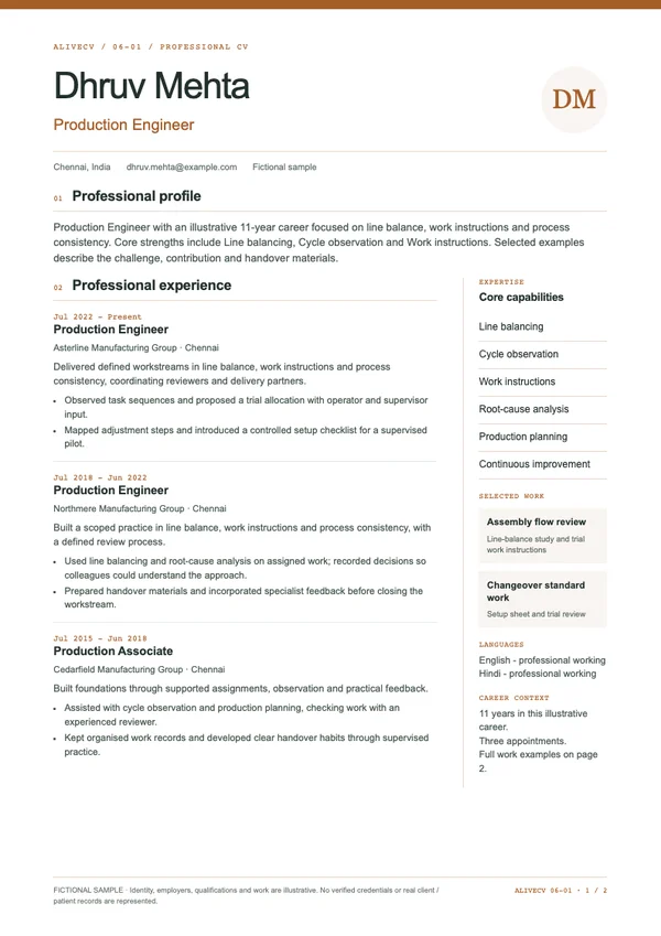 Production Engineer document first page