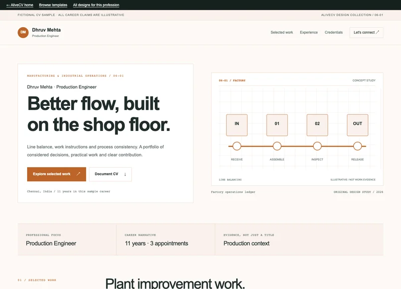 Production Engineer web portfolio