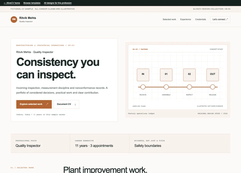 Quality Inspector web portfolio