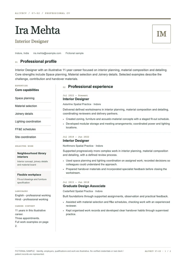 Interior Designer document first page