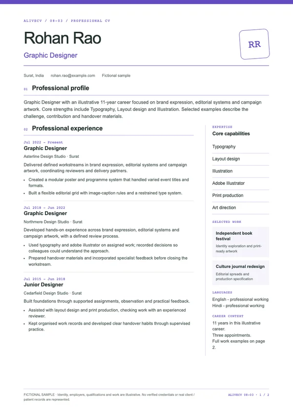 Graphic Designer document first page