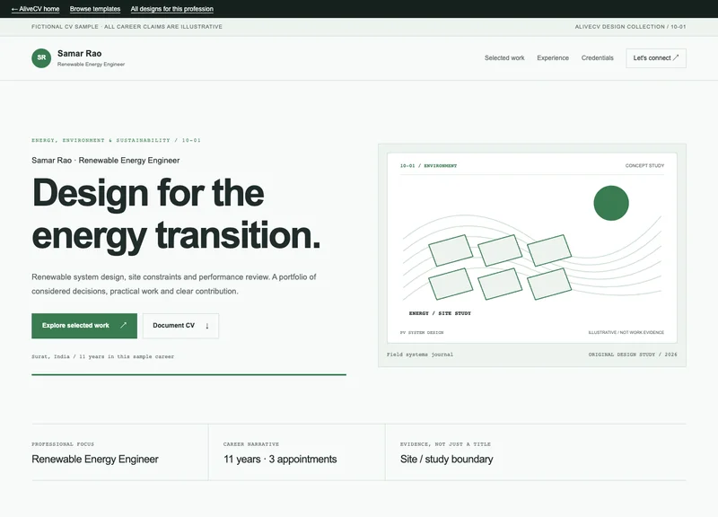 Renewable Energy Engineer web portfolio