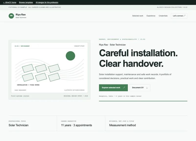 Solar Technician web portfolio