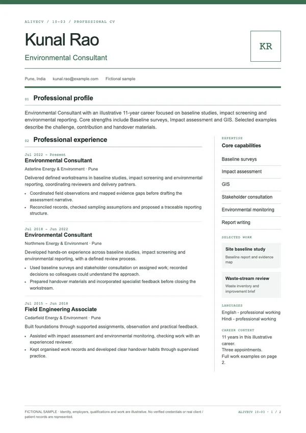 Environmental Consultant document first page