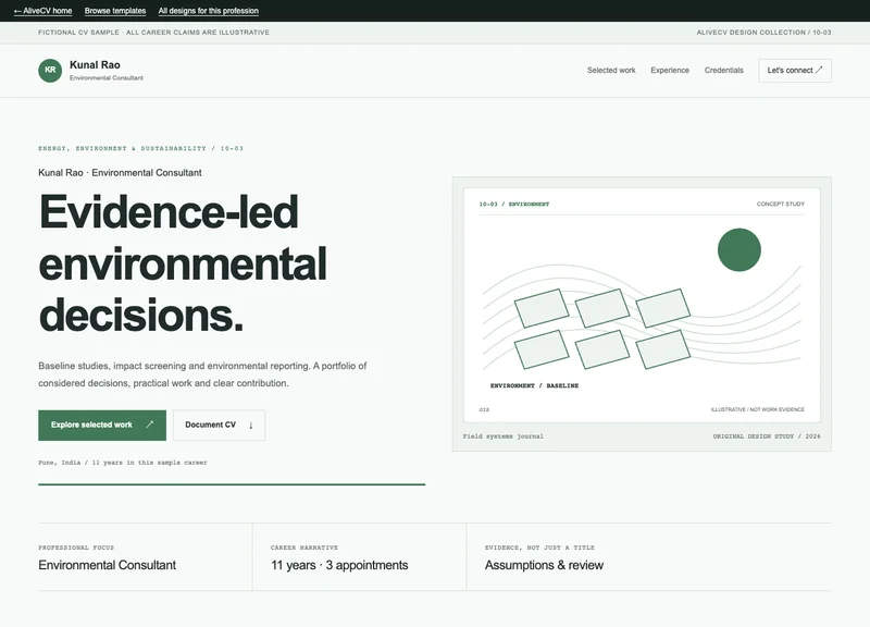 Environmental Consultant web portfolio