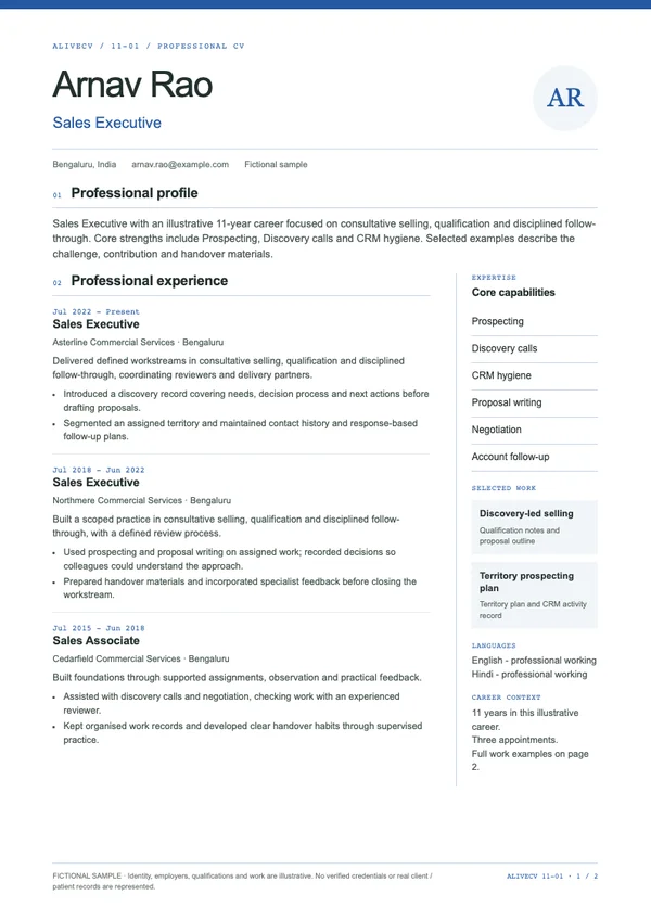Sales Executive document first page