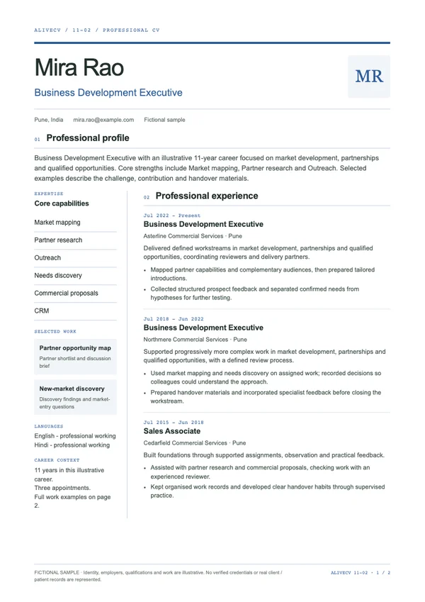 Business Development Executive document first page