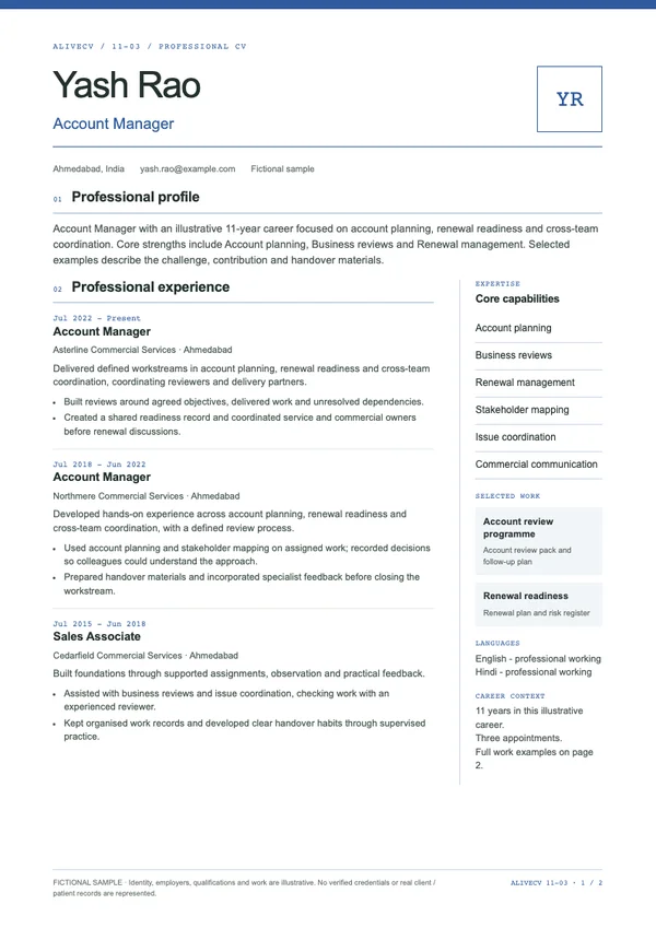 Account Manager document first page