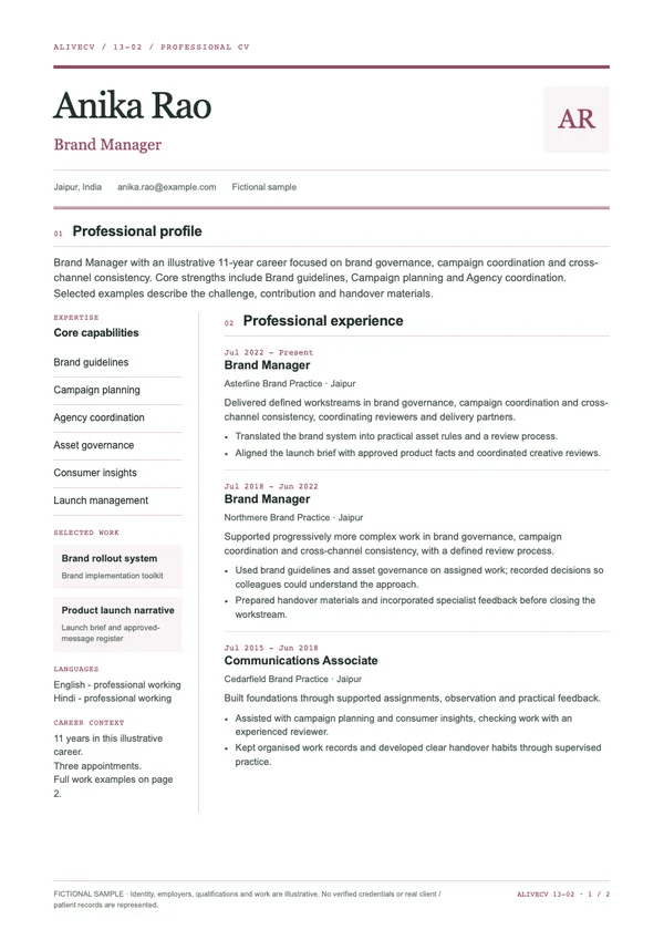 Brand Manager document first page
