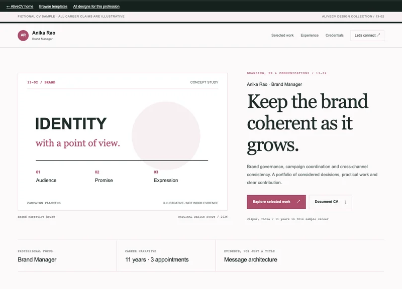 Brand Manager web portfolio