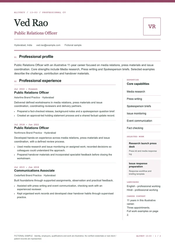 Public Relations Officer document first page