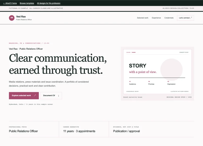 Public Relations Officer web portfolio