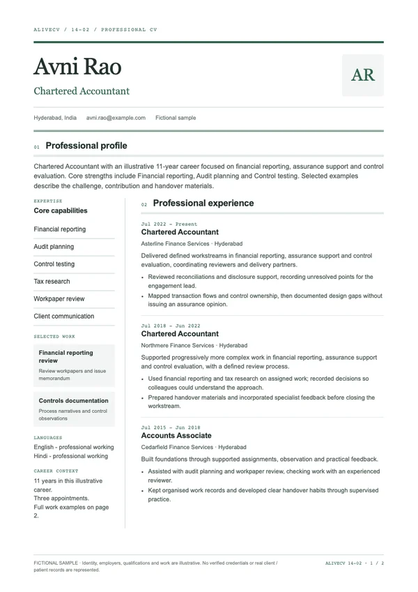 Chartered Accountant document first page