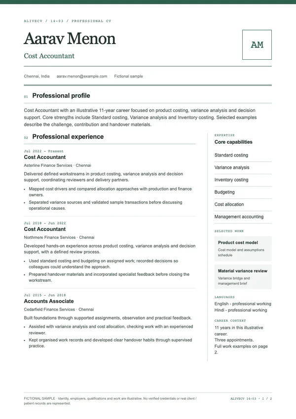 Cost Accountant document first page
