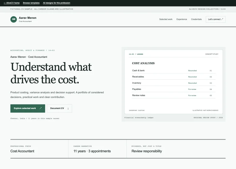 Cost Accountant web portfolio