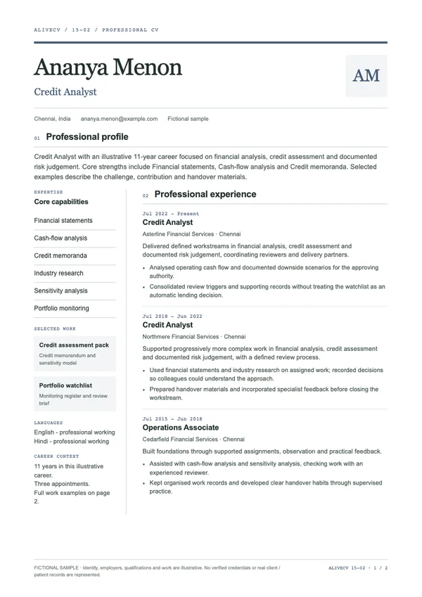Credit Analyst document first page