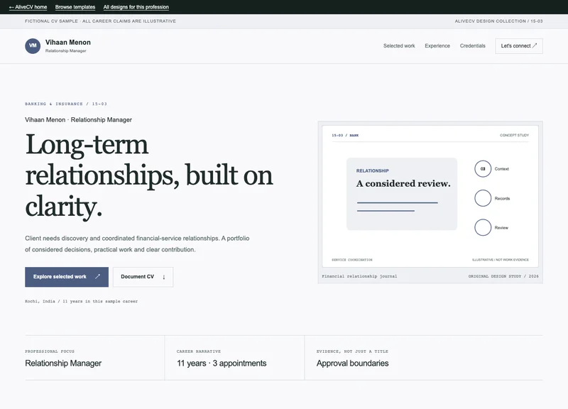 Relationship Manager web portfolio