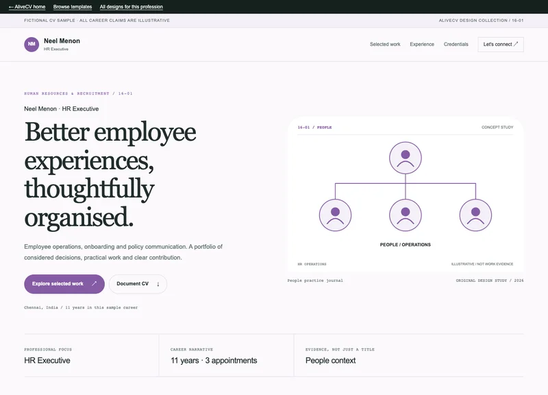 HR Executive web portfolio
