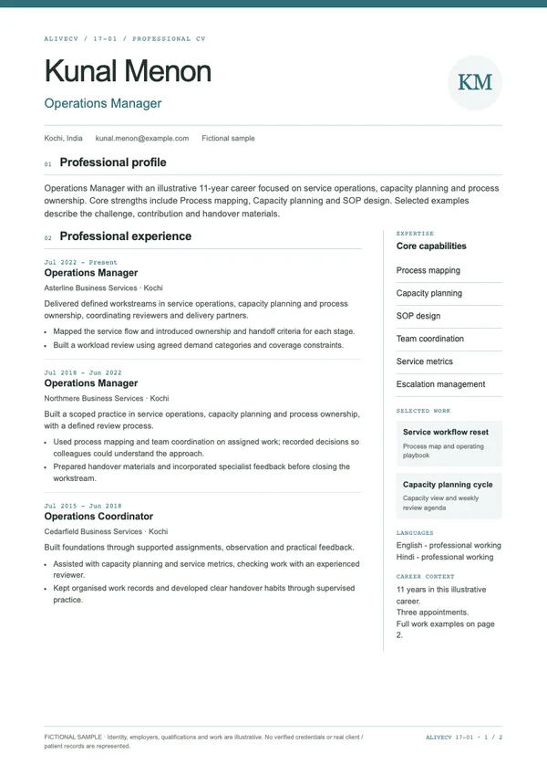 Operations Manager document first page