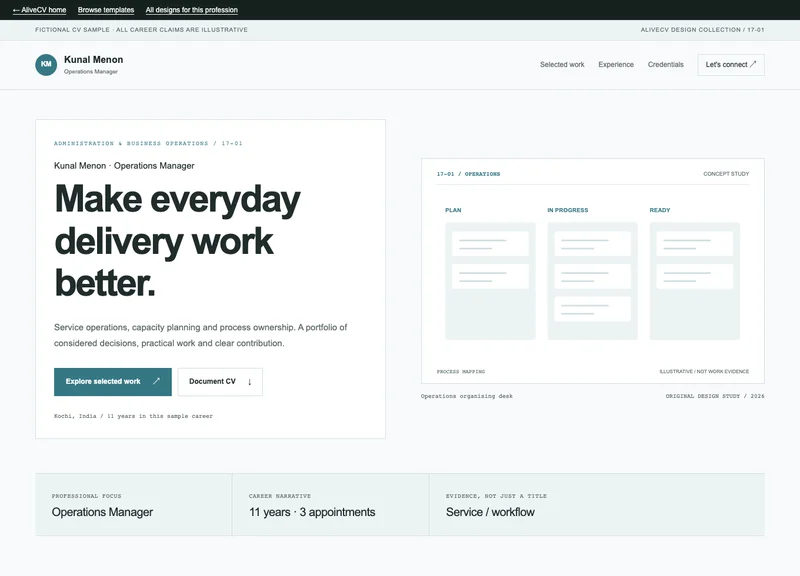 Operations Manager web portfolio