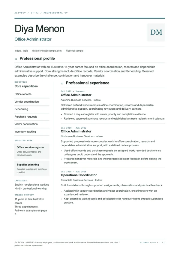 Office Administrator document first page