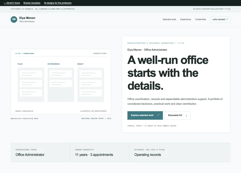 Office Administrator web portfolio