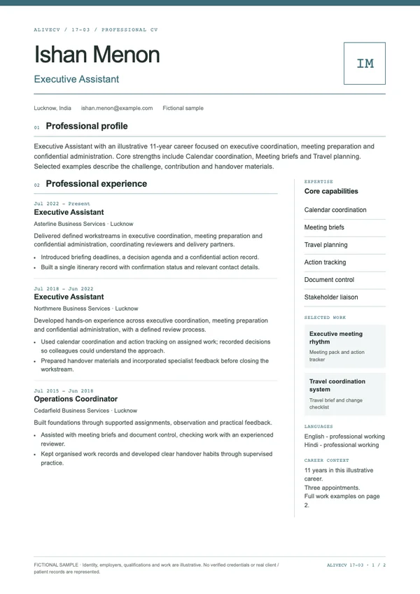 Executive Assistant document first page