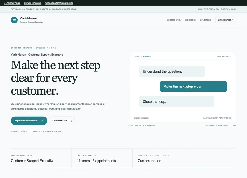 Customer Support Executive web portfolio