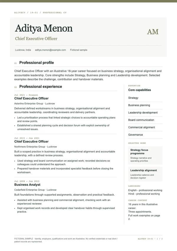 Chief Executive Officer document first page