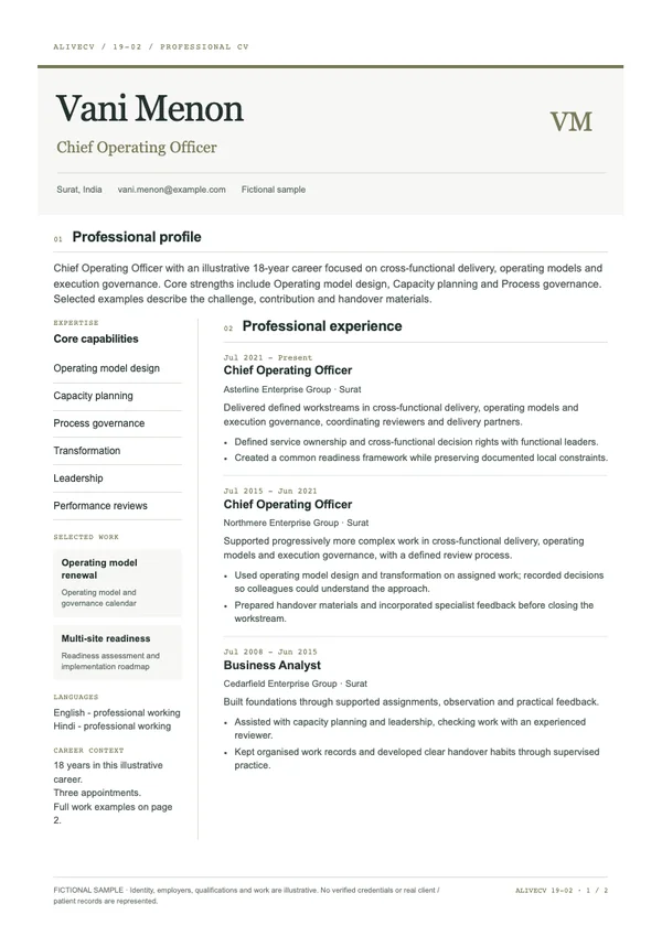 Chief Operating Officer document first page