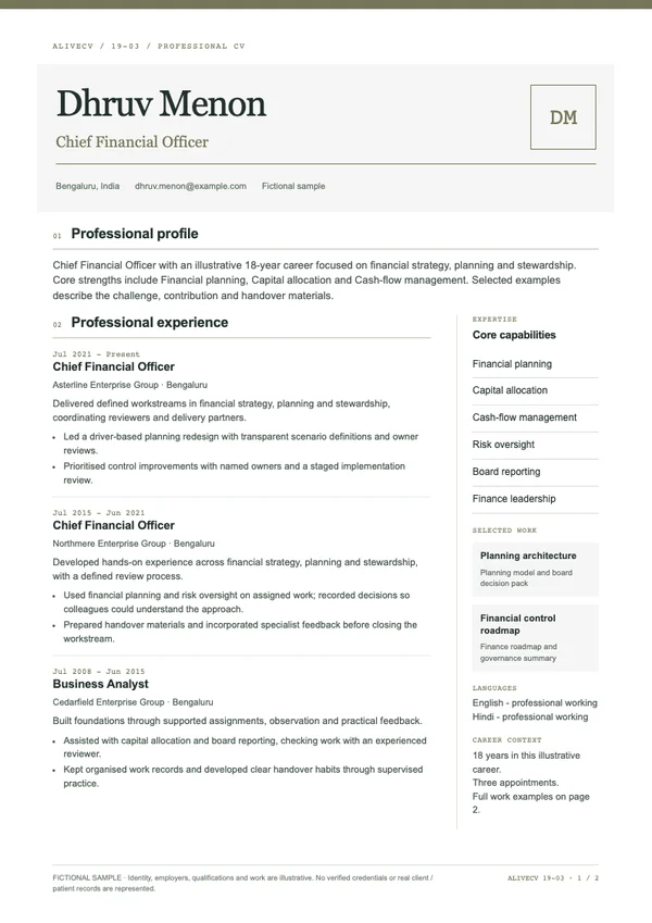 Chief Financial Officer document first page