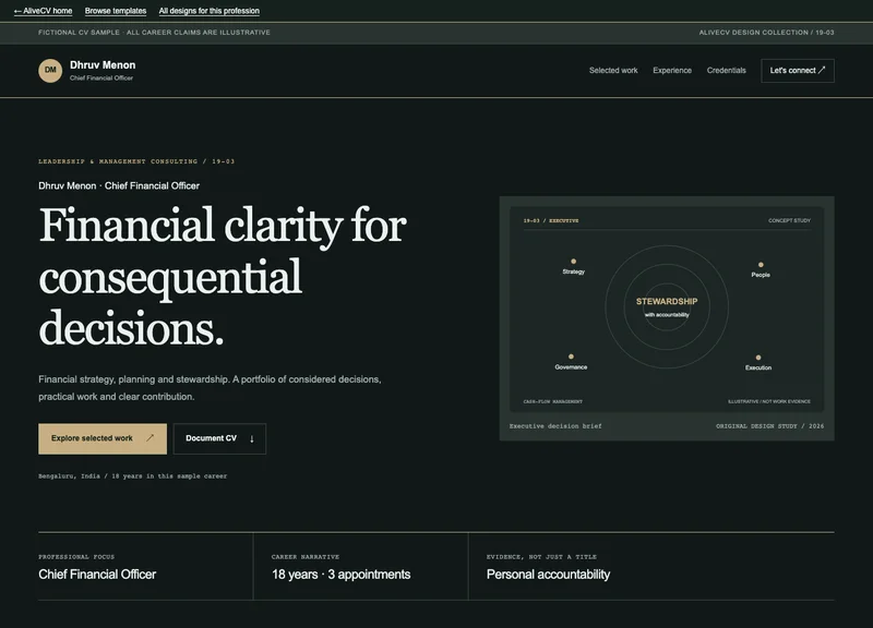 Chief Financial Officer web portfolio