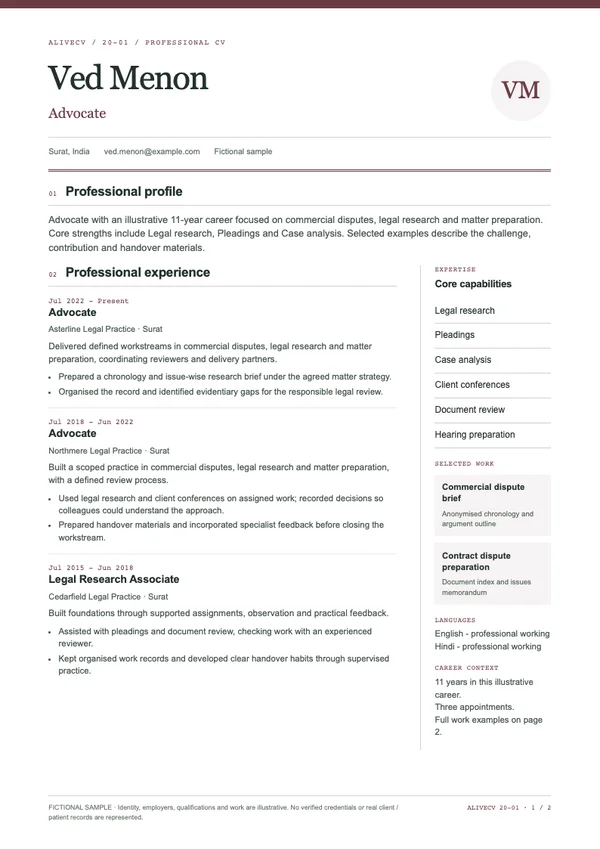 Advocate document first page