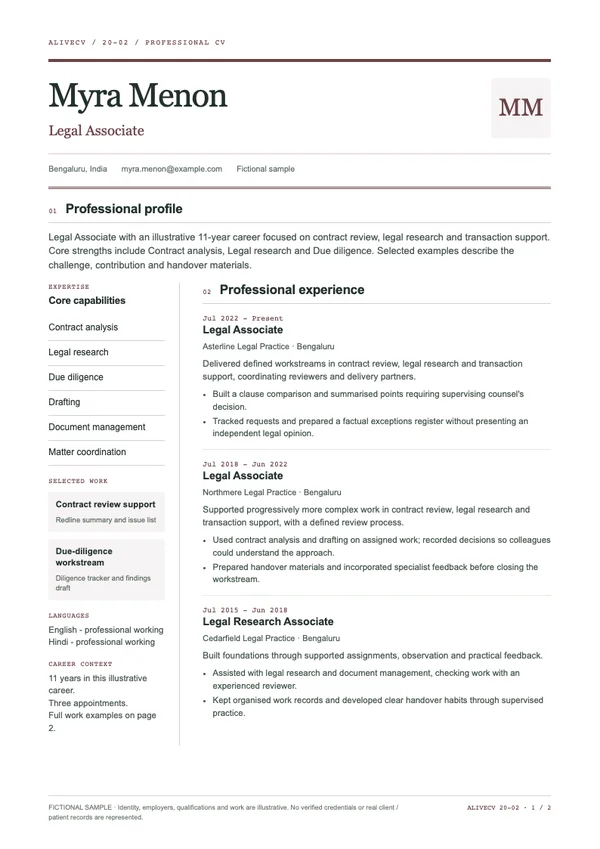 Legal Associate document first page