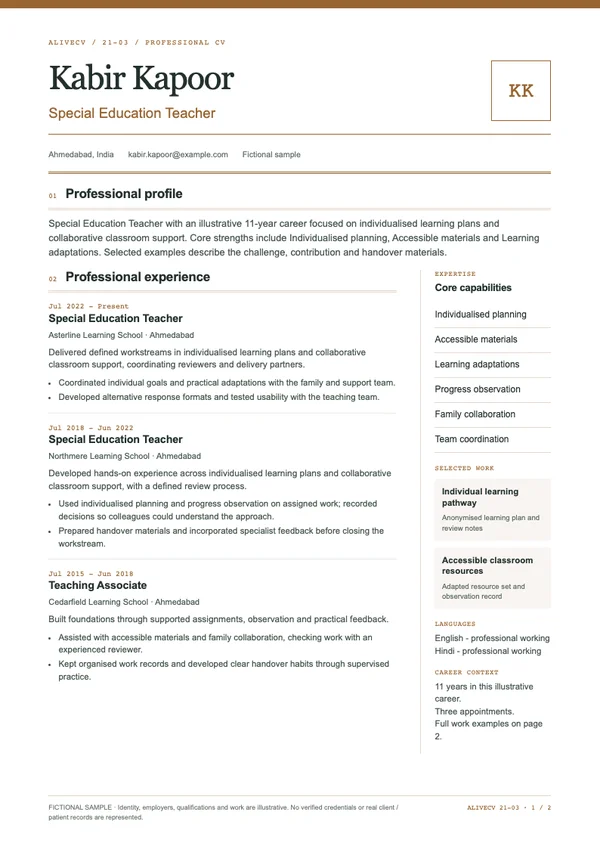 Special Education Teacher document first page