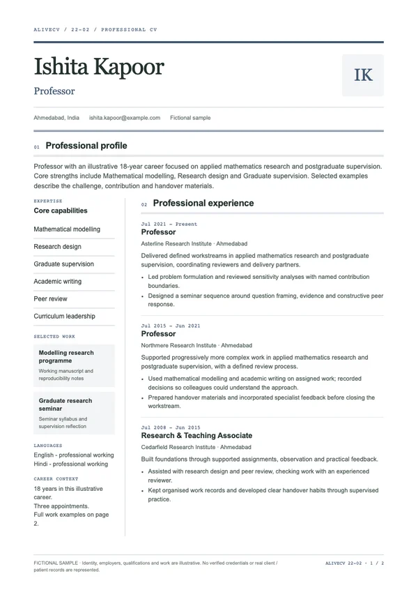 Professor document first page
