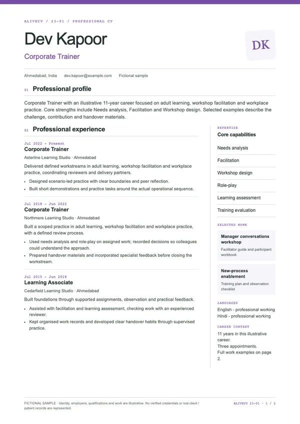 Corporate Trainer document first page