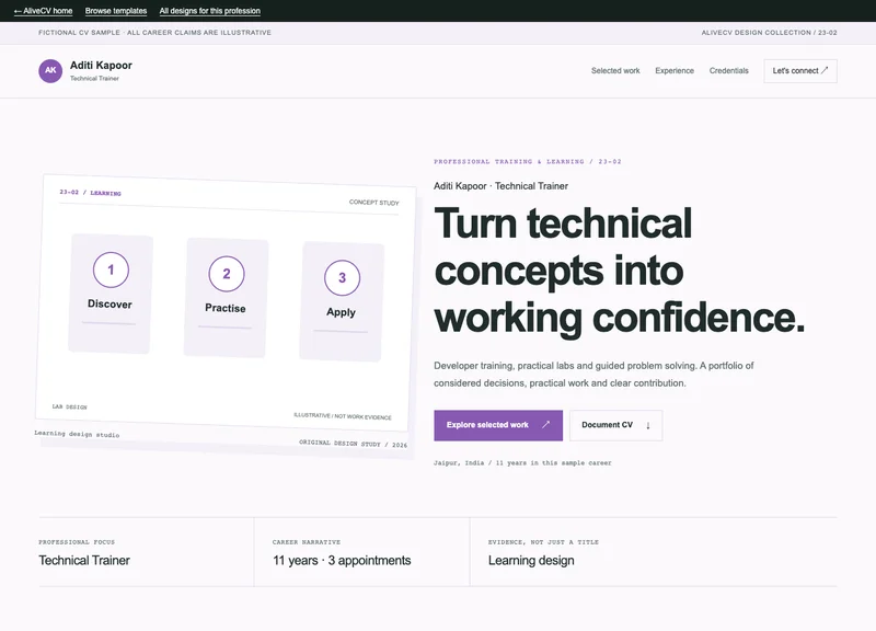 Technical Trainer web portfolio