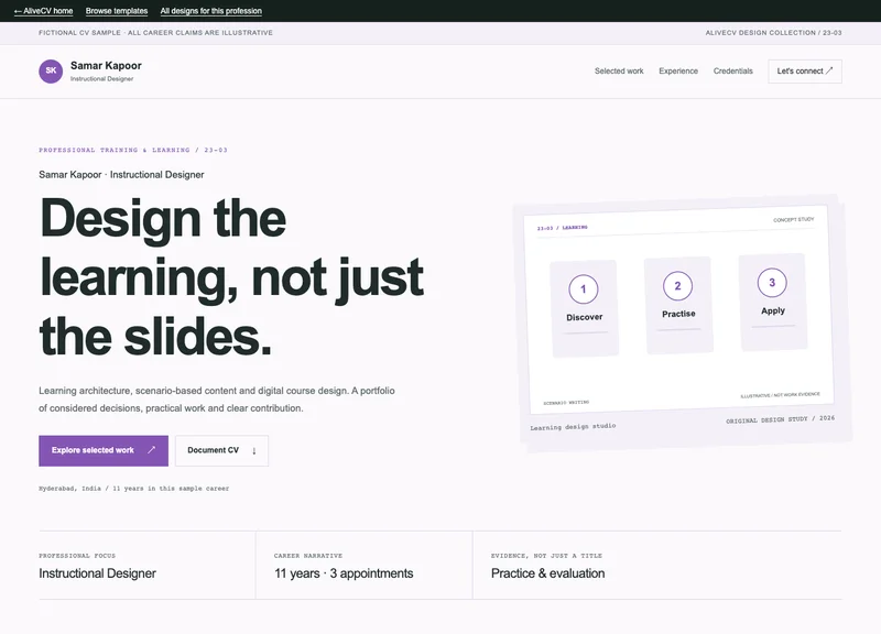 Instructional Designer web portfolio