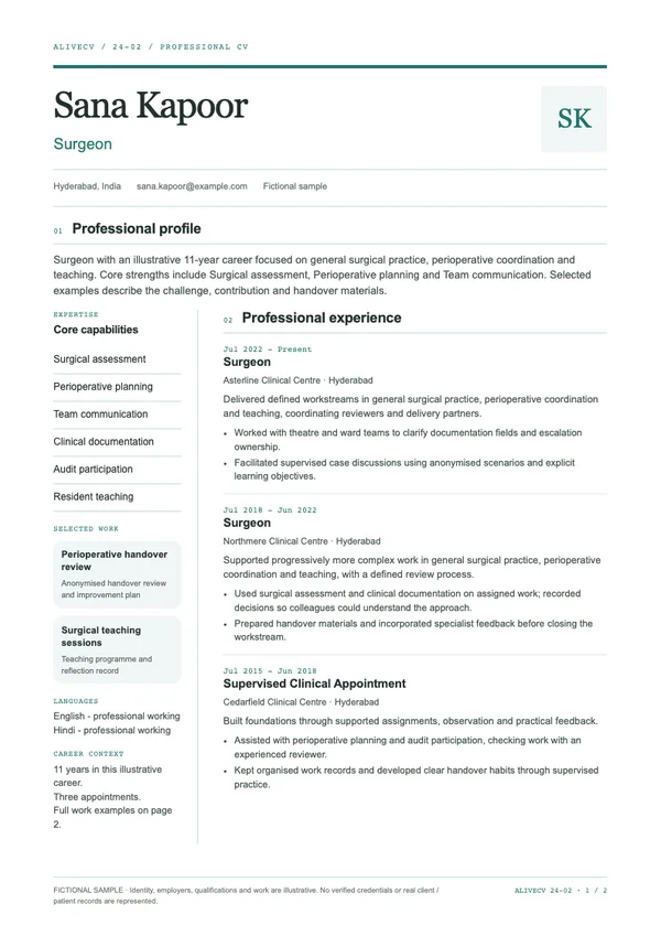 Surgeon document first page