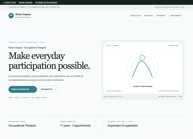 Occupational Therapist web portfolio