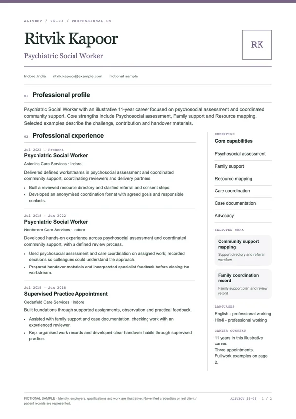 Psychiatric Social Worker document first page