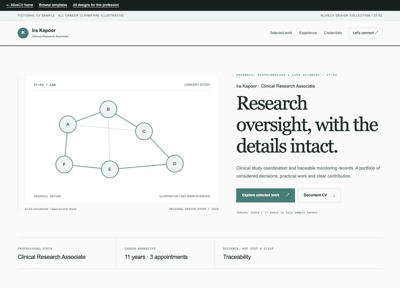 Clinical Research Associate web portfolio