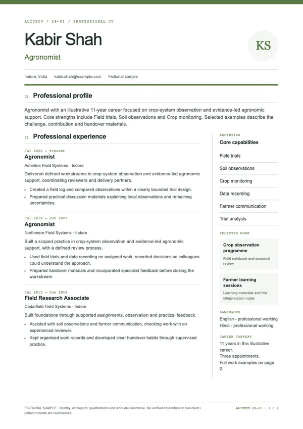 Agronomist document first page