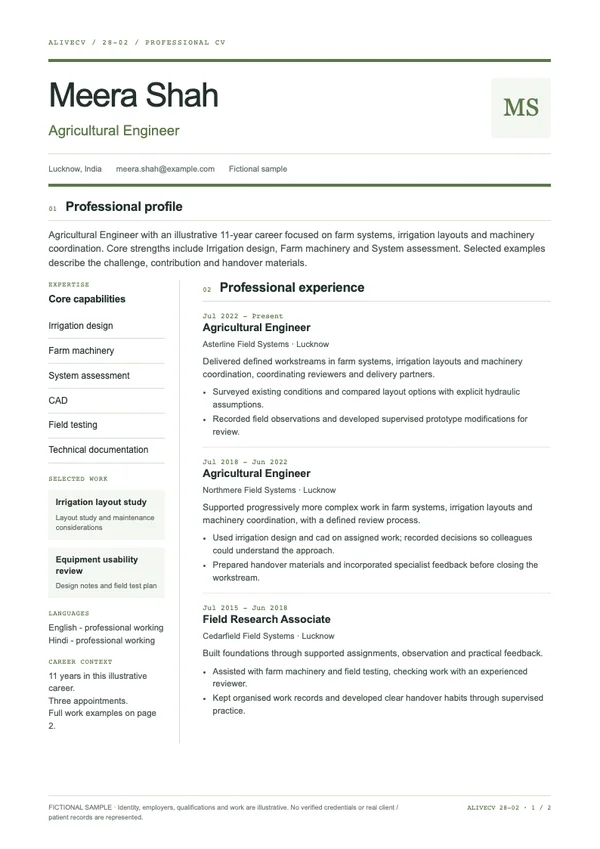 Agricultural Engineer document first page